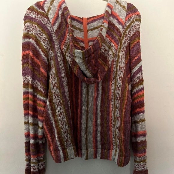 Lucky Brand Cropped sweater Striped Baja boho hoodie - Picture 4 of 5
